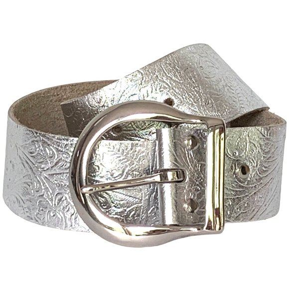 Stamped vintage contour wide leather saddle cinch buckle statement belt - S/M - Picture 7 of 12